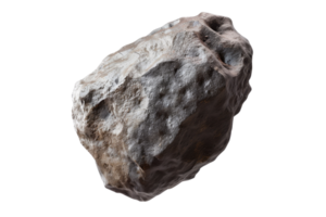 High-resolution image of a gray rock with rugged texture and irregular shape, isolated on a transparent background. png