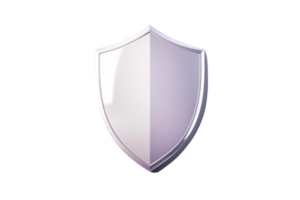 A polished silver shield icon symbolizing protection, security, and defense, isolated against a transparent background. Ideal for digital and print use. png