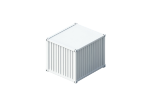 Isometric illustration of a white shipping container. Perfect for logistics, transport, and export-related projects and illustrations. png