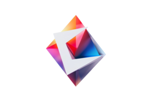 Abstract geometric design blending vibrant colors in a diamond shape, representing modern graphic art and creativity. png