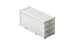 Isolated white shipping container on a transparent background, suitable for logistics, transportation, and storage-related designs. png