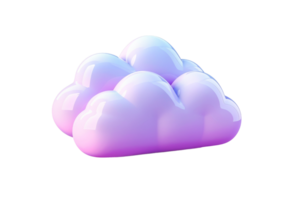 3D illustration of a glossy, purple-toned cloud against a plain background, perfect for themes of technology, internet, and digital services. png