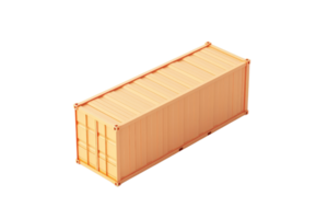 Isometric view of an orange shipping container. Suitable for transport, storage, logistics, and business use. png