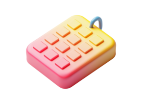 3D illustration of a numeric keypad in vibrant colors with an ergonomic design, perfect for financial and technical applications. png