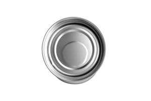 Top view of an empty metal can with a circular design, isolated on a transparent background. Perfect for packaging, recycling, or industry-related themes. png