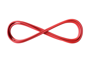 Red infinity loop symbol isolated on transparent background. representing eternity, continuity, and limitless potential. png
