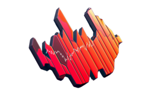 3D graph data visualization with red and orange bars and a white line graph, representing statistical analysis on a black background. png