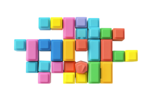 Colorful geometric blocks arranged in a playful pattern, perfect for educational and creative projects. Suitable for games and learning materials. png