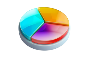Colorful pie chart with four segments, illustrating data visualization and statistical analysis in business or financial reports. png