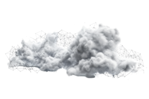 Realistic 3D rendering of two fluffy, white clouds floating in the sky against a transparent background, great for weather and nature themes. png