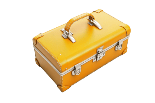 vibrante naranja caja de herramientas con un robusto encargarse de y seguro pestillos. ideal para almacenamiento herramientas, hardware, o pequeño elementos. Perfecto para ambos profesional y hogar usar. png