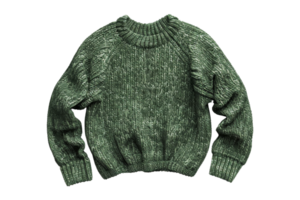 Warm and cozy green sweater perfect for the cold weather. Soft fabric and stylish design make it a great addition to any wardrobe. png