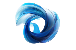 Abstract blue swirl design on transparent background. representing fluidity and motion. Ideal for graphic design, tech, and artistic projects. png