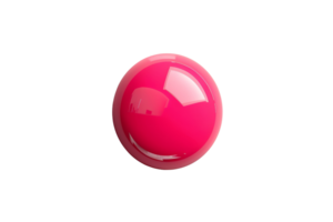 Close-up of a vibrant pink glossy sphere isolated on a transparent background. Perfect for abstract, minimalistic, or modern design projects. png