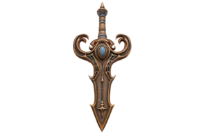 Ornate fantasy dagger with intricate design and gem. Perfect for games, movies, or creative projects requiring a medieval weapon aesthetic. png