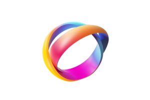 Vibrant 3D abstract shape with smooth, colorful gradients creating a dynamic, artistic design in a ring form. png