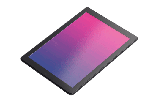 moderno tableta con un degradado pantalla aislado en un transparente antecedentes. pulcro diseño Perfecto para relacionado con la tecnología proyectos o márketing materiales png