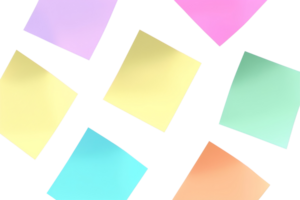 Colorful sticky notes arranged in a scattered pattern on a transparent background. ideal for creative, organizational, and educational designs. png