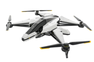 Futuristic drone designed for versatility and performance, featuring multiple rotors and sleek, aerodynamic design for enhanced functionality. png