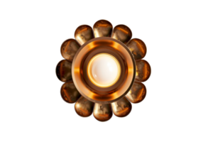 topo Visão do uma vintage, dourado decorativo luz fixação com uma semelhante a uma flor projeto, apresentando uma central lâmpada e em forma de pétala exterior estrutura. png