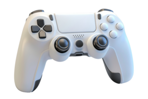 Modern white gaming controller isolated on transparent background. ideal for gaming-related projects or tech content. png