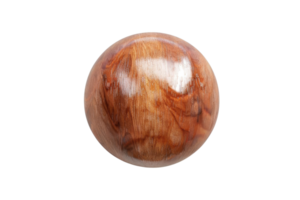 A high-quality image of a polished wooden sphere with a detailed grain pattern, ideal for natural decor and texture projects. png