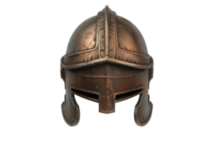 Antique bronze helmet with intricate design, showcased against a transparent background. Perfect for historical or medieval themes. png