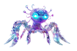 A colorful, glowing alien creature with multiple tentacles and blue, illuminated eyes. Its body is covered in sparkles and vibrant patterns. png