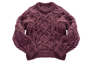 acogedor de punto púrpura suéter con intrincado patrones, ideal para frío clima. Perfecto para agregando un elegante toque a tu invierno armario. png