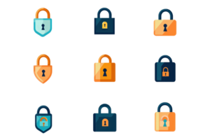 icons of various padlocks and security symbols, ideal for digital security, privacy, and protection concepts. png