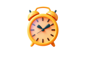 Colorful 3D illustration of a vintage alarm clock with bells on a transparent background. ideal for time management or punctuality concepts. png