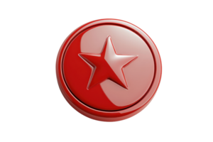 Glossy red circular icon with a prominent star symbol in the center, suitable for web design, apps, and various graphic projects. png