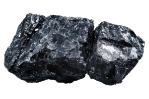 High-resolution image of a raw black coal piece with a rough texture, perfect for energy or mining-related projects and educational materials. png