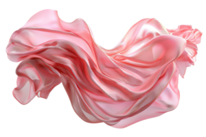 Abstract image of flowing, pink silk fabric creating a dynamic and elegant wave pattern, isolated on transparent background. png