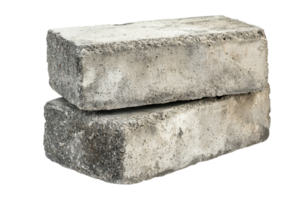 fermer de deux empilés béton briques contre une transparent Contexte. idéal pour construction, architecture, et industriel conception projets. png