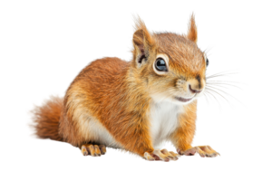 Cute brown squirrel with a bushy tail sitting against a transparent background. perfect for nature and wildlife-themed projects. png