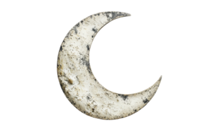 Vintage crescent moon cutout on transparent background. showing texture and details, perfect for celestial-themed projects and mystical designs. png