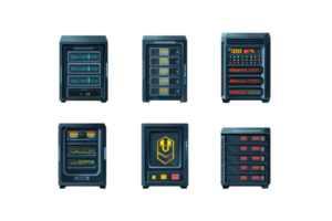 A collection of futuristic control panels with various interfaces and digital displays, perfect for technology or sci-fi themed projects. png