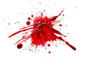 Abstract vibrant red paint splash with dynamic splatter effect on transparent background, ideal for creative design and artistic projects. png