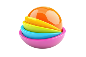 Colorful abstract 3D illustration featuring vibrant geometric shapes and glossy finish, perfect for modern design concepts and backgrounds. png