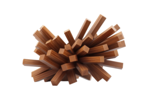 Abstract wooden structure with interlocking beams creating a unique geometric shape. Perfect for modern design or architecture concepts. png