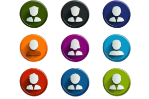 Colorful icon set with abstract person silhouettes representing various profiles. Clean, modern design for user interface and applications. png