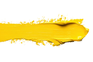Bright yellow paint smear isolated on transparent background. ideal for creative projects, marketing materials, and design inspiration. png