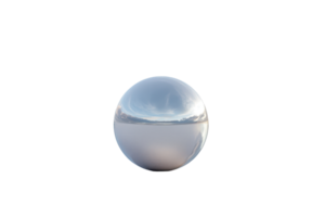 Shiny reflective metallic sphere isolated on transparent background. perfect for graphic design or creative projects, 3D rendering. png