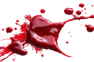 Close-up of vibrant red liquid splash forming dynamic shapes, perfect for creative backgrounds or design elements in high resolution. png