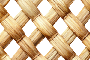 Close-up of a woven bamboo texture with an intricate pattern, showcasing natural brown and beige hues, perfect for backgrounds or design projects. png