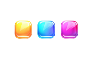 colorida lustroso ícones dentro laranja, azul, e Rosa tons em uma transparente fundo. perfeito para rede projeto, aplicativo desenvolvimento, e digital arte projetos. png