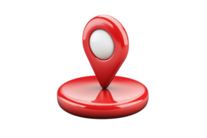 3D red location pin icon isolated on transparent background. Modern map marker or GPS symbol for navigation and finding locations. png