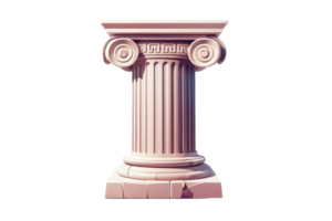 Beautiful isolated Greek Ionic column on a transparent background. showcasing classical architecture and intricate design. png