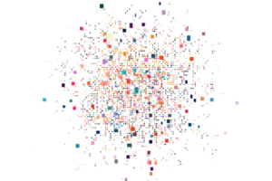 Colorful abstract digital artwork showcasing intricate patterns and dynamic shapes resembling a burst of energy or a cosmic explosion. png